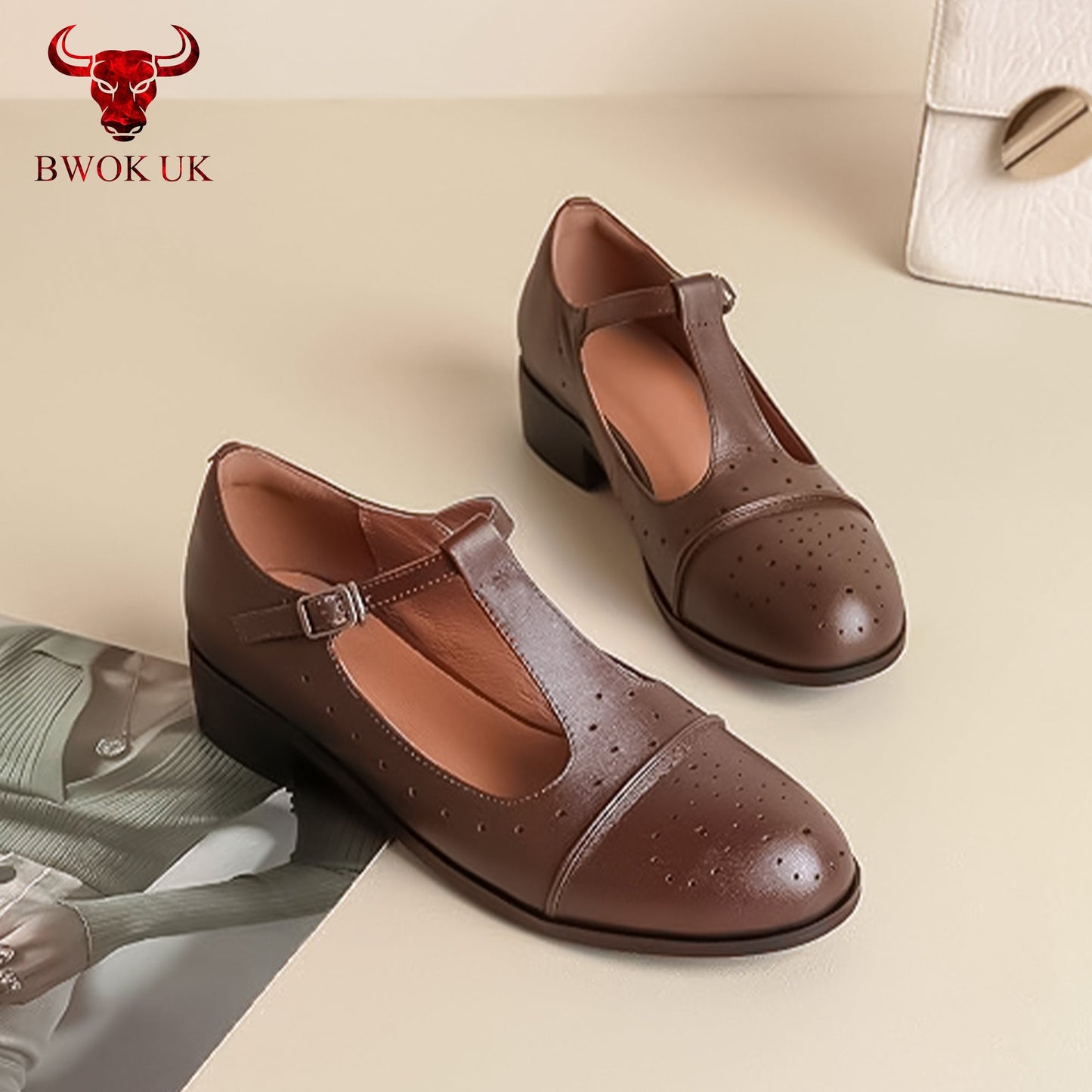 Classic Brown Leather Mary Jane Shoes