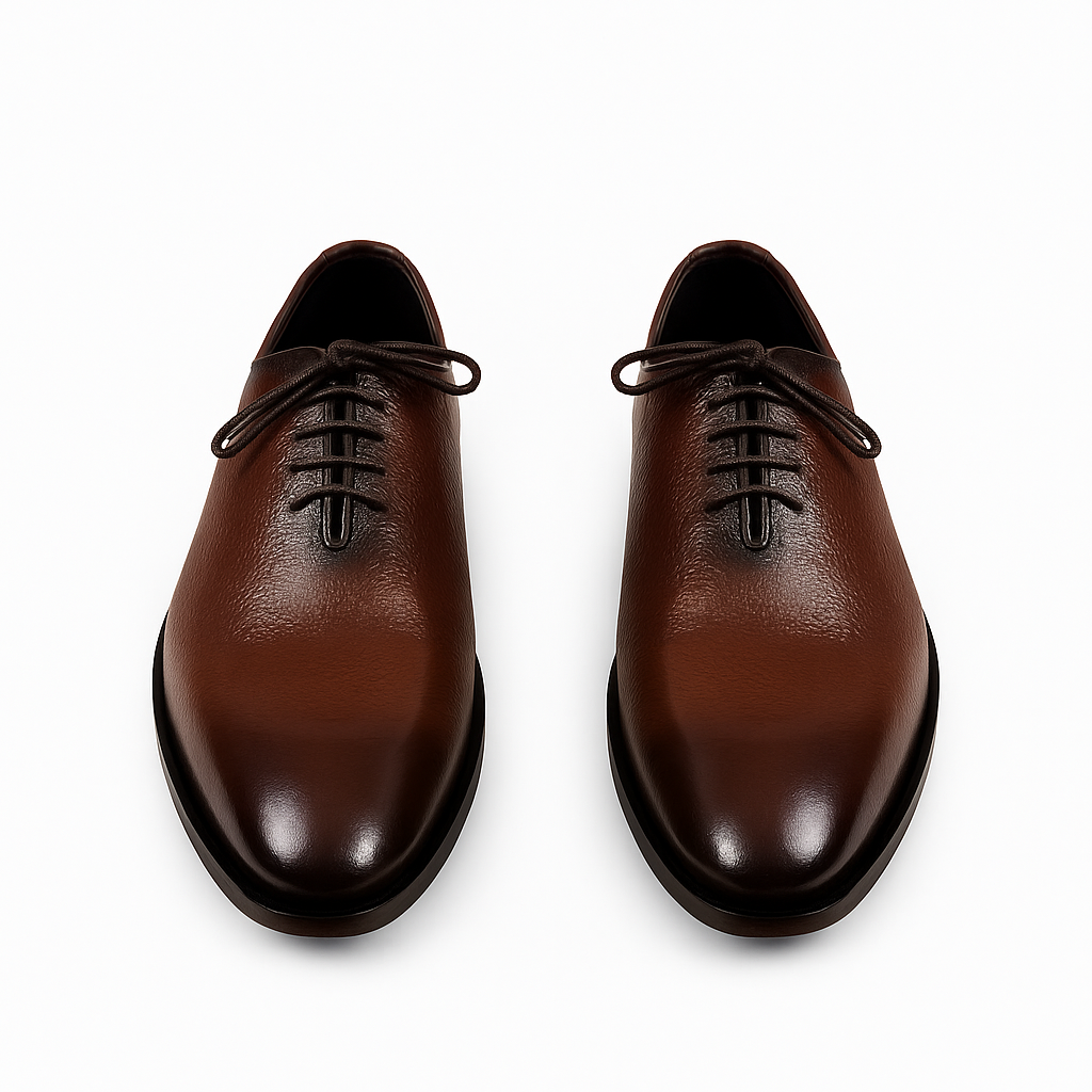 Handmade Brown Leather Wholecut Oxford Shoes for Men