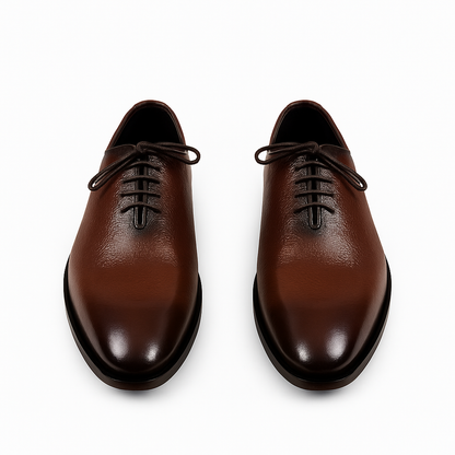 Handmade Brown Leather Wholecut Oxford Shoes for Men