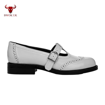 White Mary Jane Patent Shoes