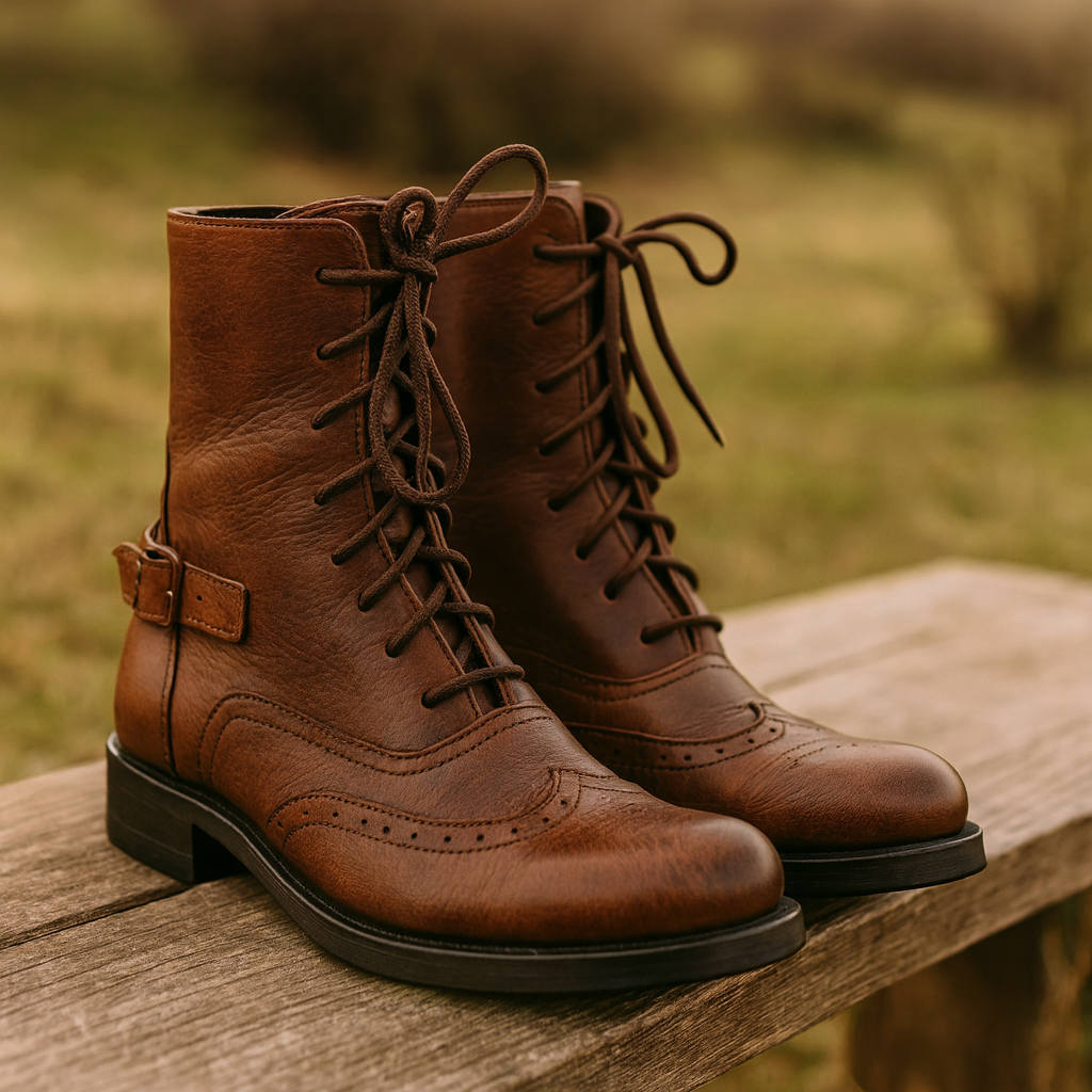 Classic Vintage Brown Leather Lace-Up Boots