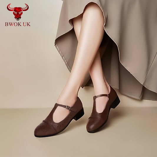 Classic Brown Leather Mary Jane Shoes