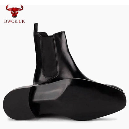 Black Leather Chelsea Boots - Bwok limited