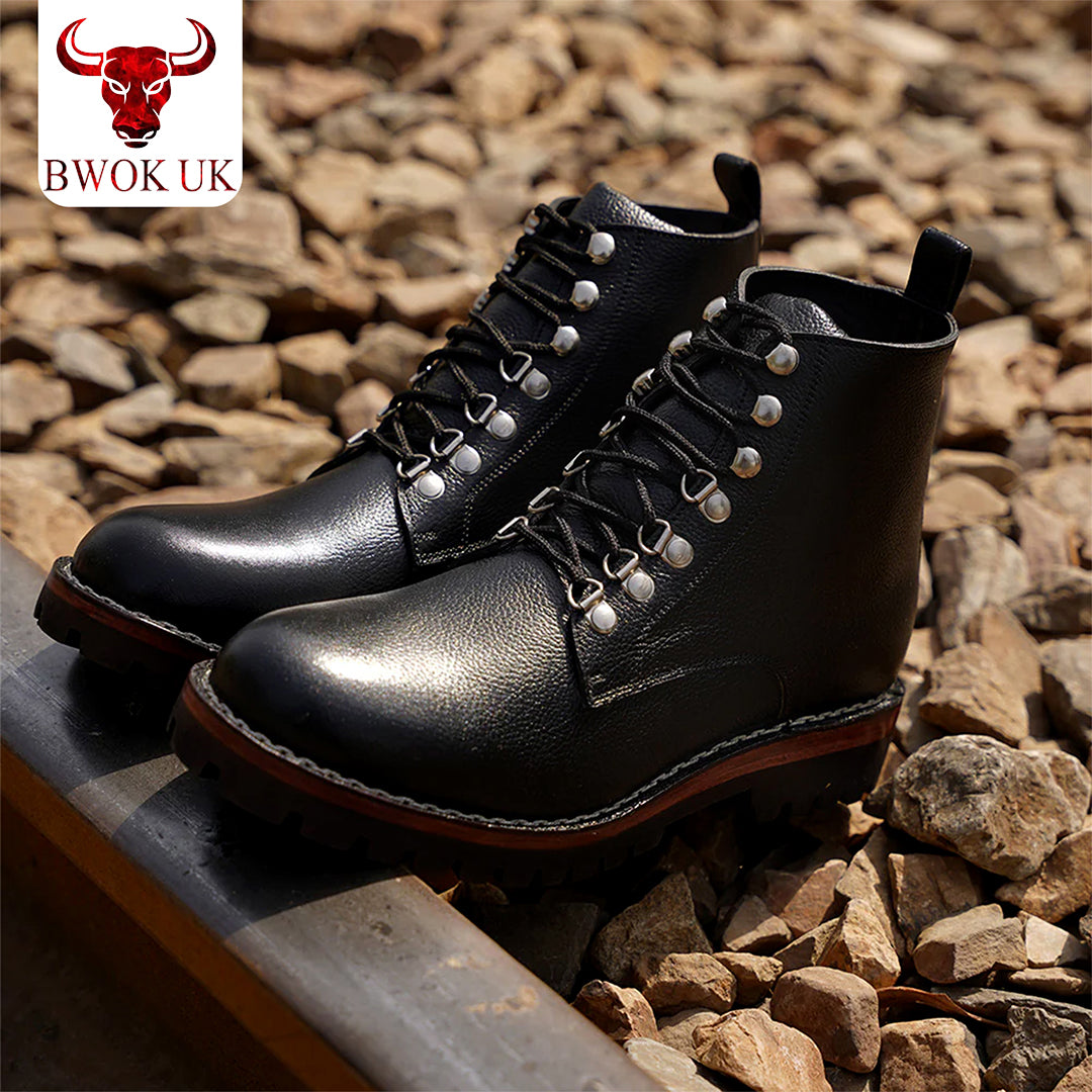 Studded Leather Combat Boots