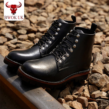 Studded Leather Combat Boots