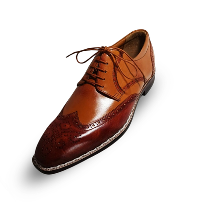 Handmade Two-Tone Leather Wingtip Oxford Shoes for Men