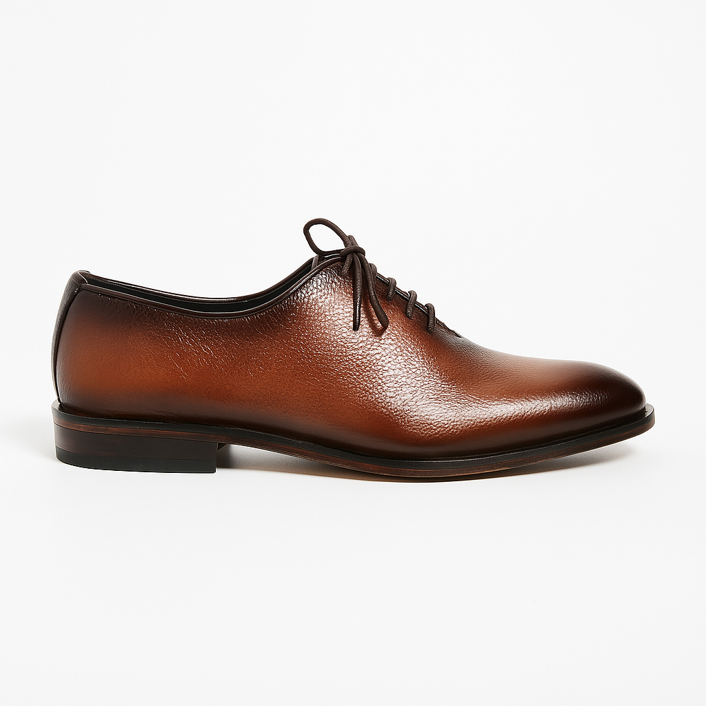 Handmade Brown Leather Wholecut Oxford Shoes for Men