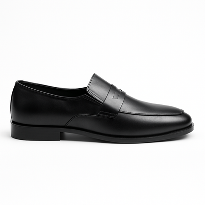 Handmade Black Leather Penny Loafers for Men