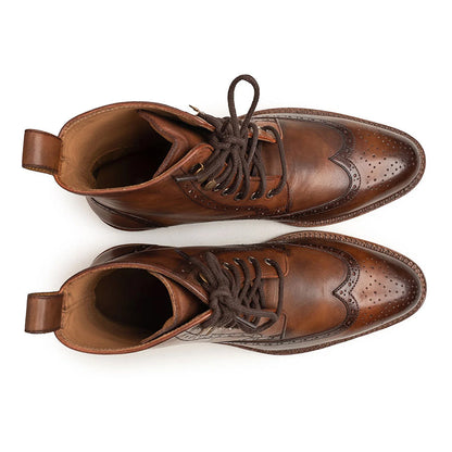 Premium Leather Wingtip Boots