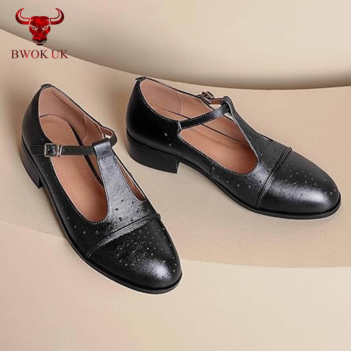 Black Leather Mary Jane Shoes - Bwok limited