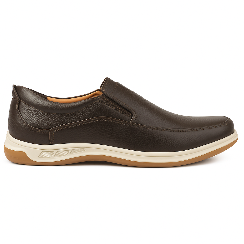 Medicated Soft Sole Leather Shoes for Men – Brown Slip-On