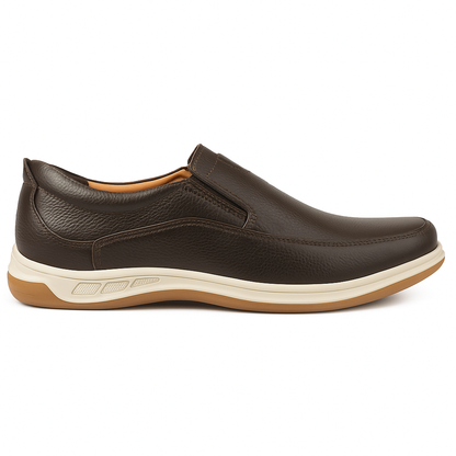 Medicated Soft Sole Leather Shoes for Men – Brown Slip-On