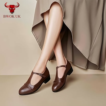 Classic Brown Leather Mary Jane Shoes