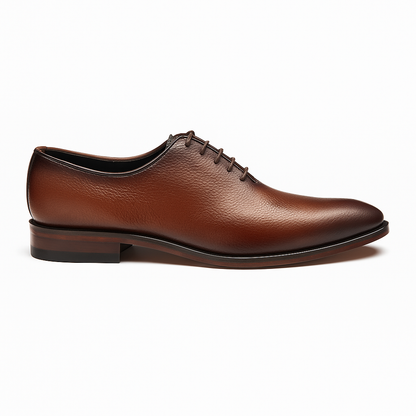 Handmade Brown Leather Wholecut Oxford Shoes for Men