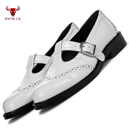 White Mary Jane Patent Shoes