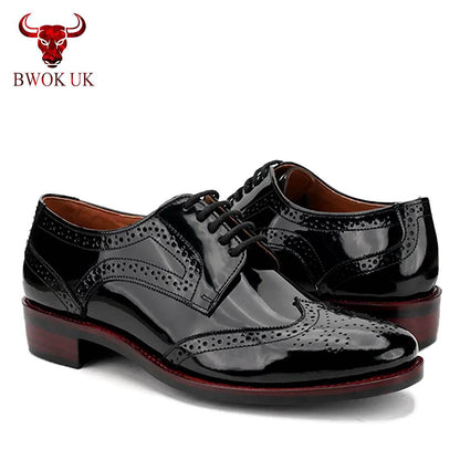 Black Patent Brogue Shoes - Bwok limited