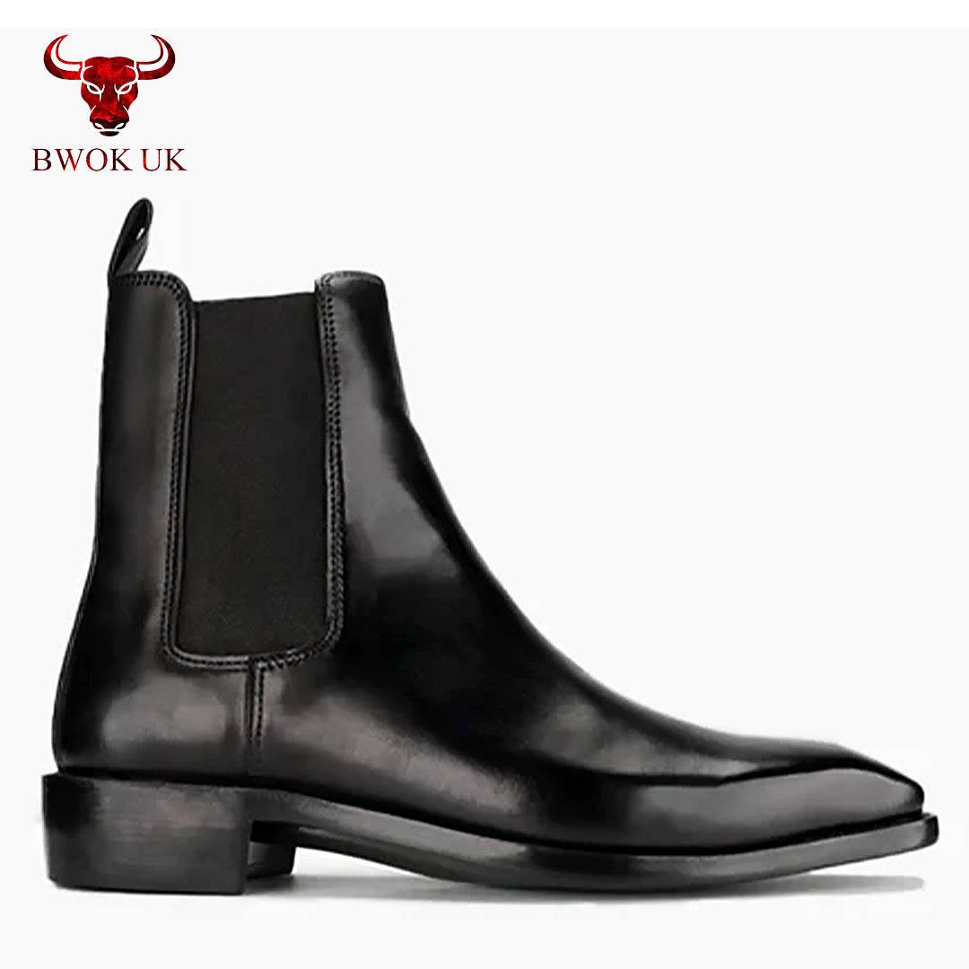 Black Leather Chelsea Boots - Bwok limited