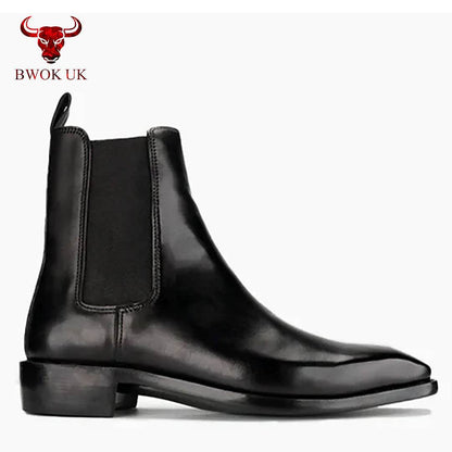 Black Leather Chelsea Boots - Bwok limited