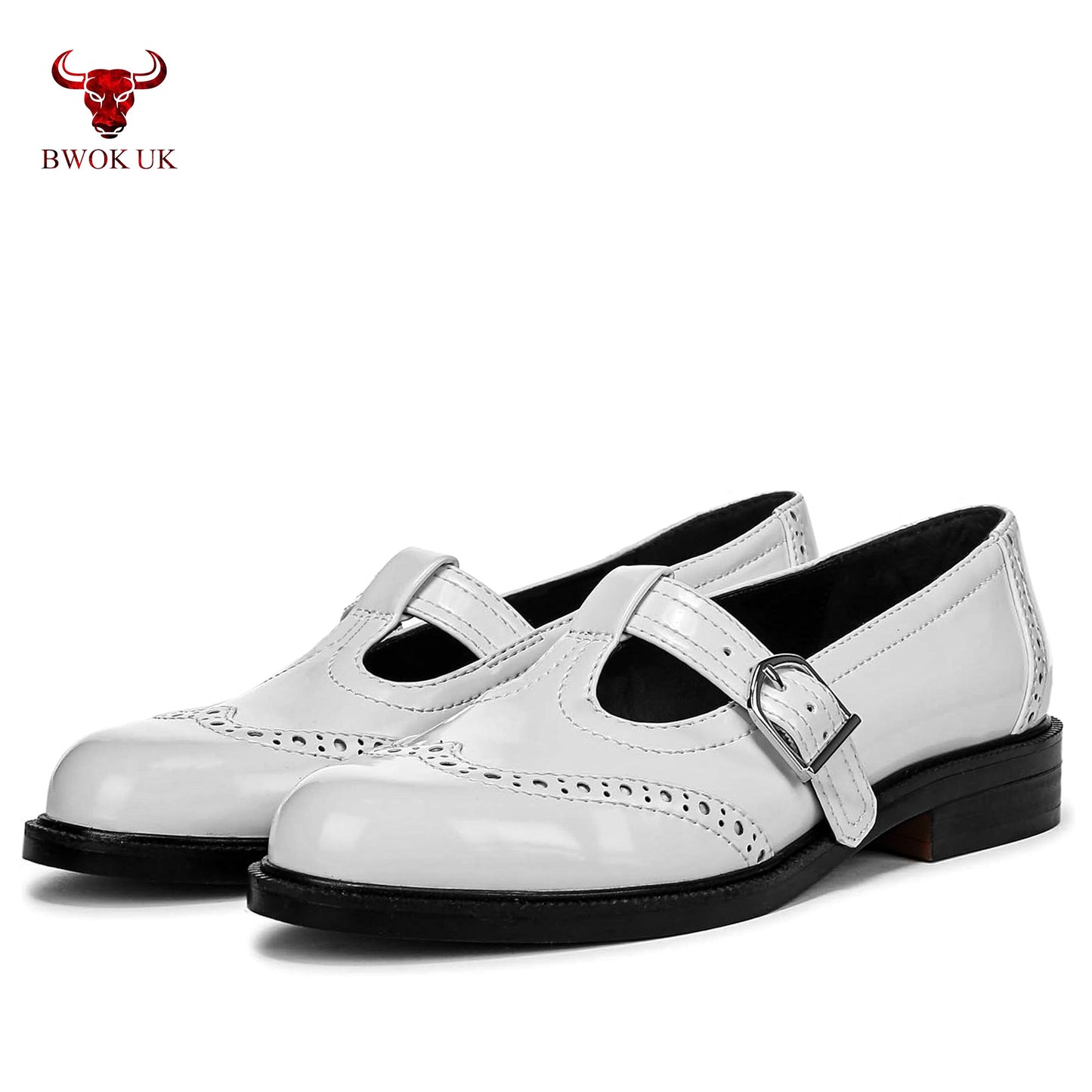 White Mary Jane Patent Shoes