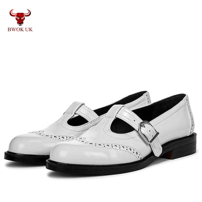 White Mary Jane Patent Shoes