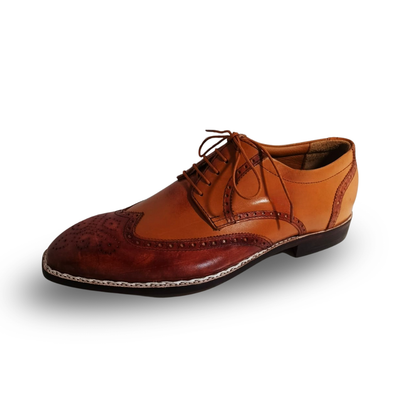 Handmade Two-Tone Leather Wingtip Oxford Shoes for Men