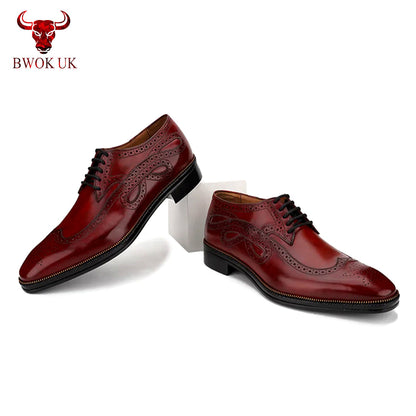 Burgundy Leather Brogue Shoes