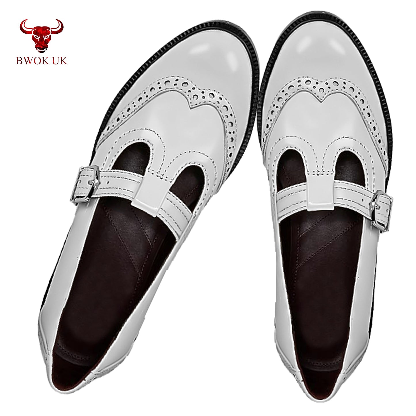White Mary Jane Patent Shoes