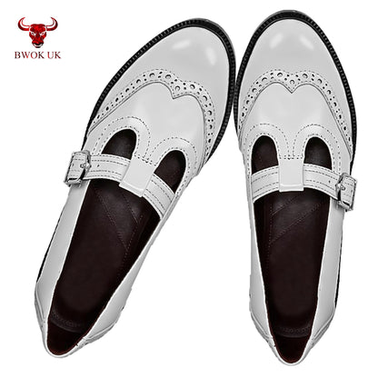 White Mary Jane Patent Shoes
