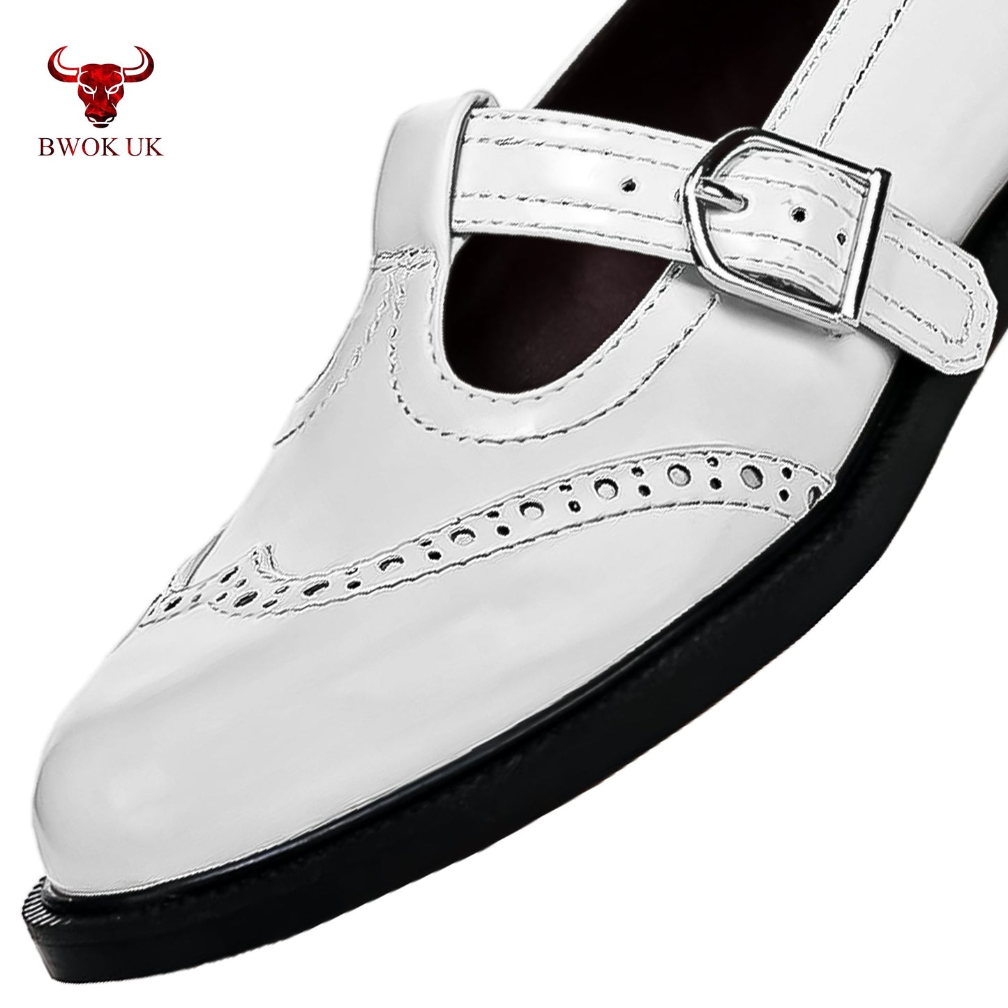White Mary Jane Patent Shoes