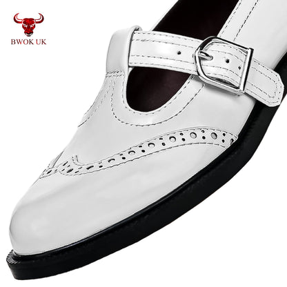 White Mary Jane Patent Shoes