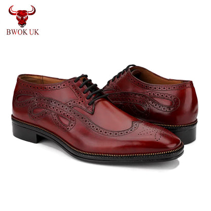 Burgundy Leather Brogue Shoes