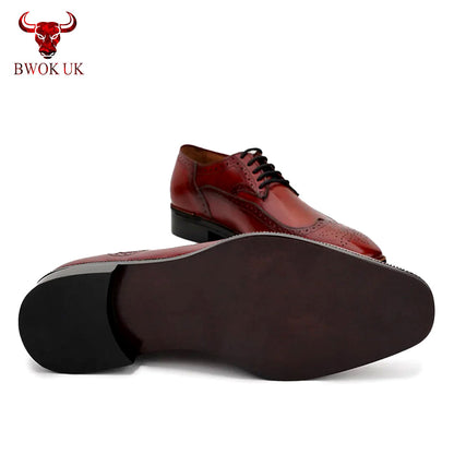 Burgundy Leather Brogue Shoes