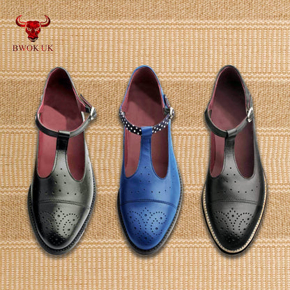 Mary Jane Leather T-Bar Shoes