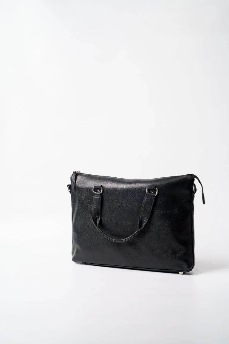 Black Leather Laptop Bag - Bwok limited