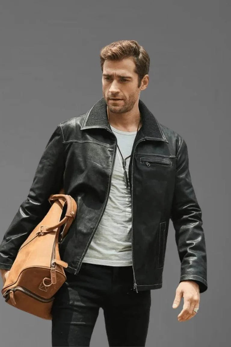 Black Biker Leather Jacket - Bwok limited
