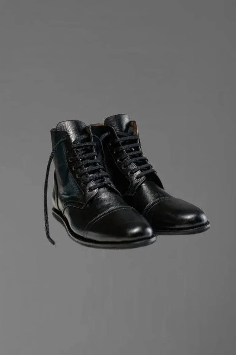 Black Lace-Up Biker Boots - Bwok limited