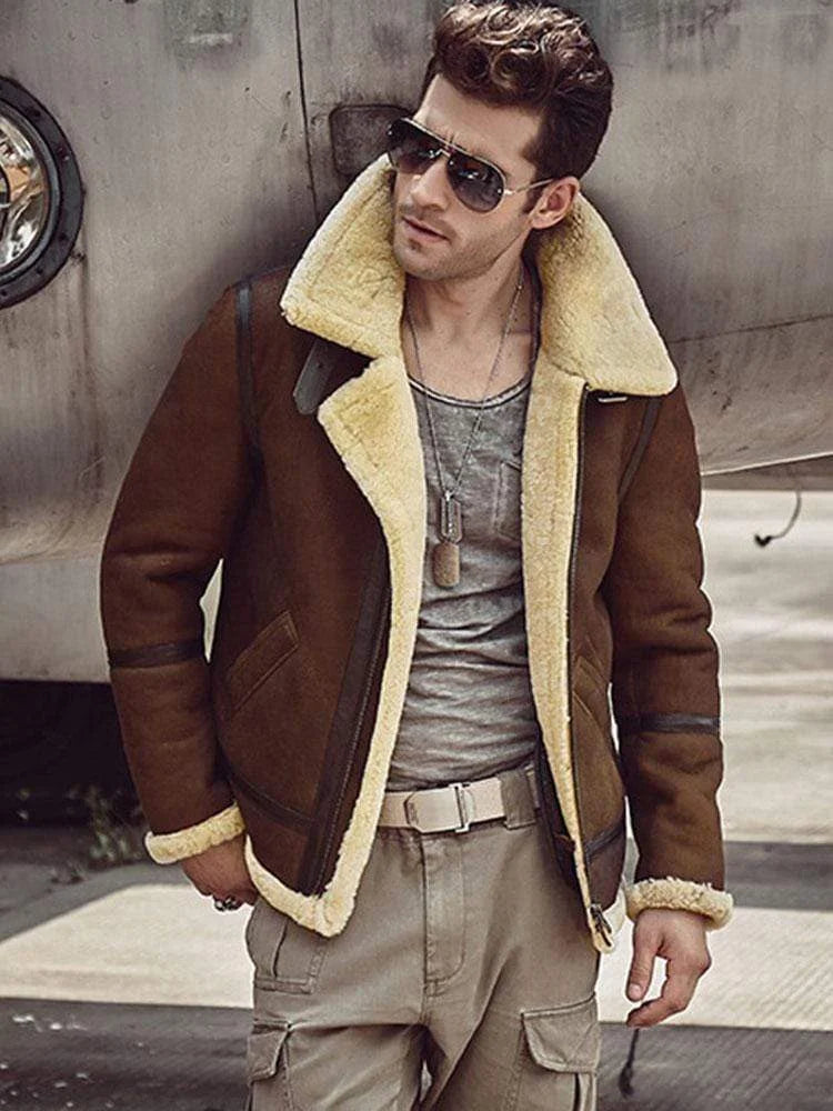 Men Brown jacket with Skin Fur - Bwok limited