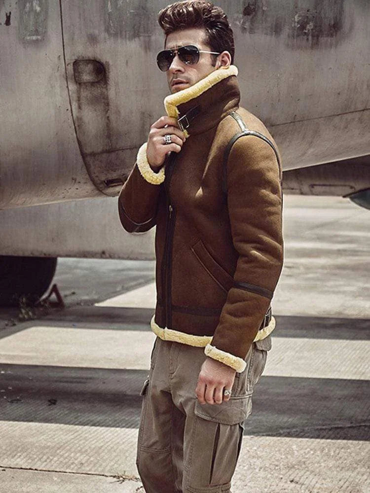 Men Brown jacket with Skin Fur - Bwok limited