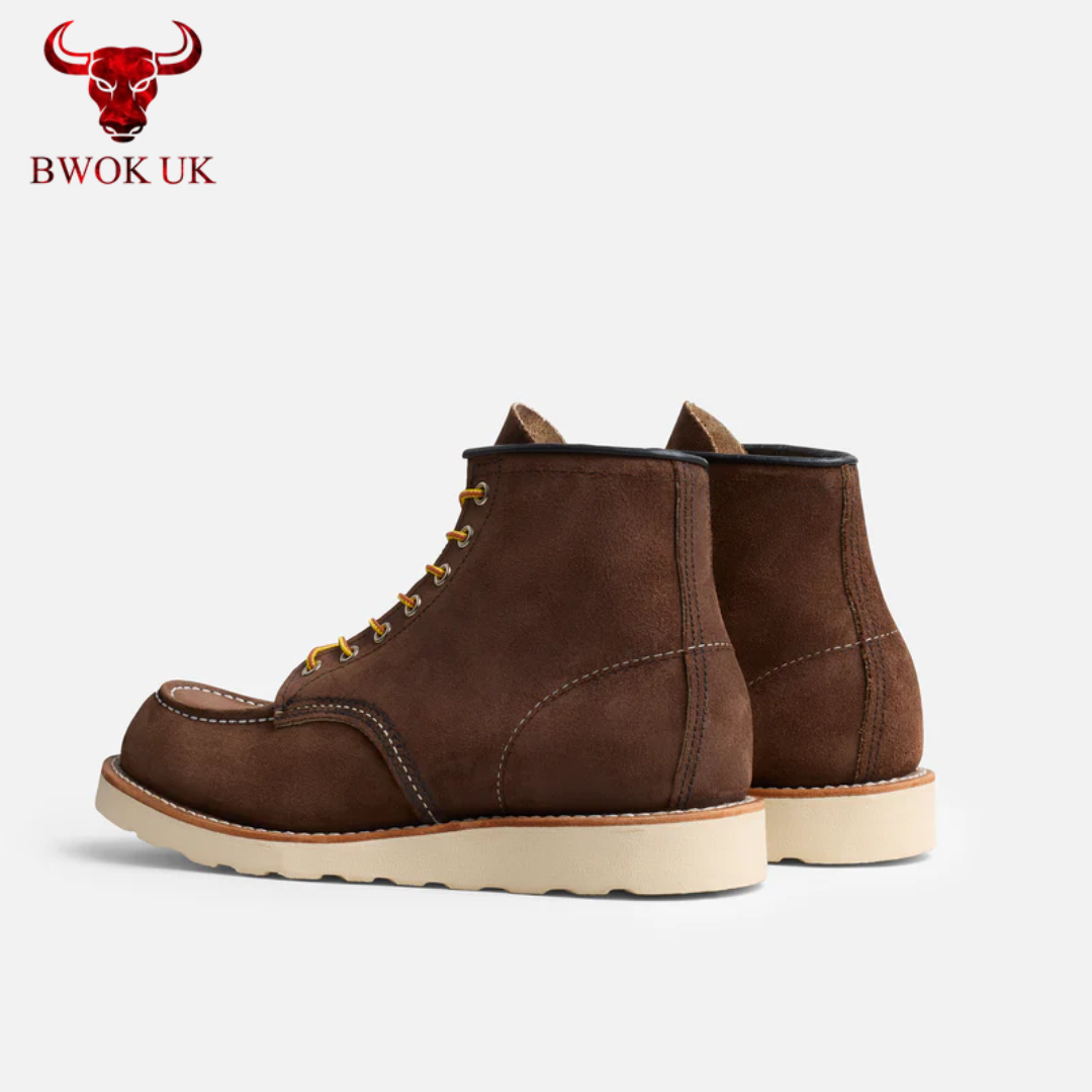 Handmade Suede Moc Toe Boots
