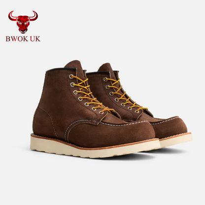 Handmade Suede Moc Toe Boots