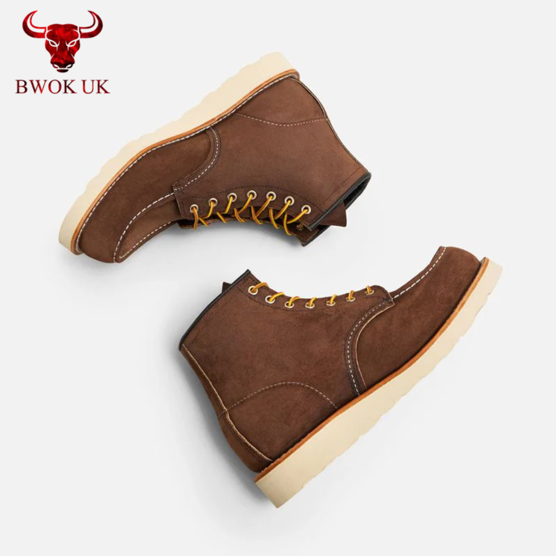 Handmade Suede Moc Toe Boots