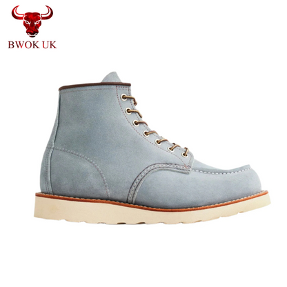 Grey Suede Moc Toe Boots