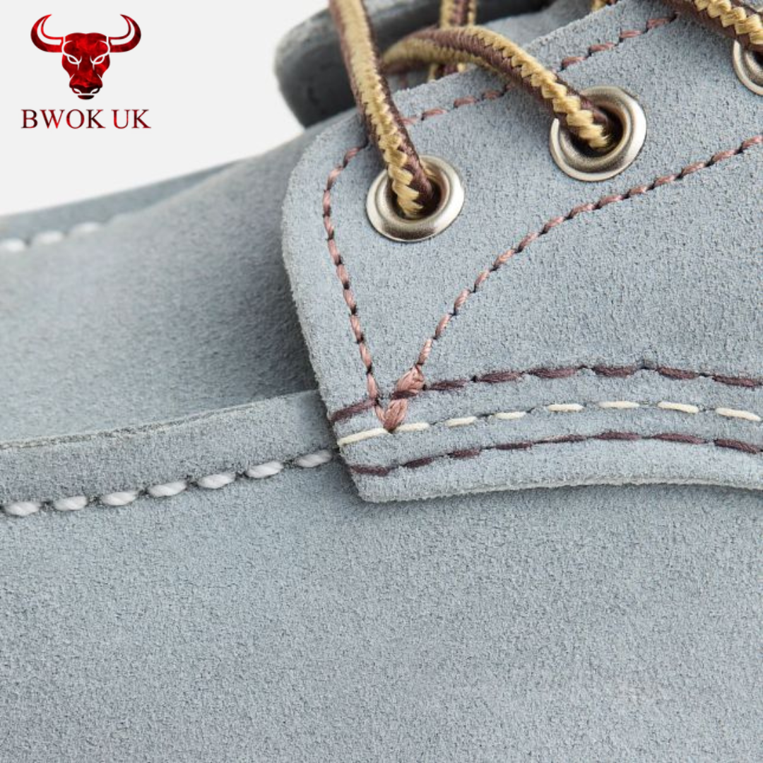 Grey Suede Moc Toe Boots