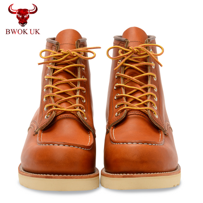 Tan Leather Moc Toe Boots
