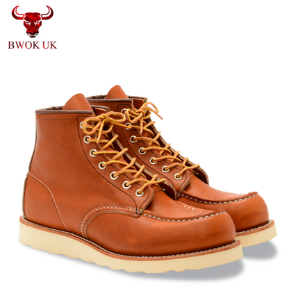 Tan Leather Moc Toe Boots