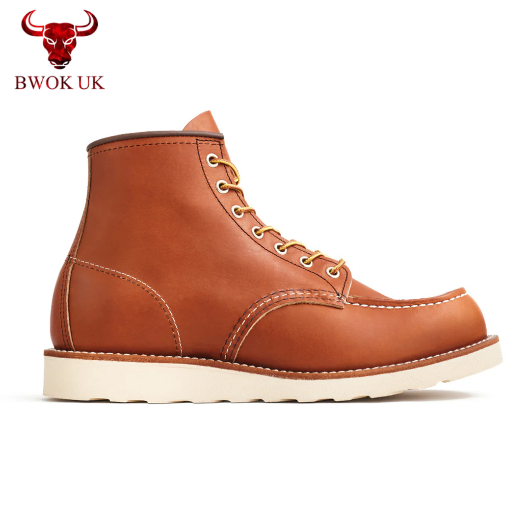 Tan Leather Moc Toe Boots