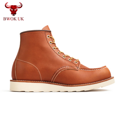 Tan Leather Moc Toe Boots