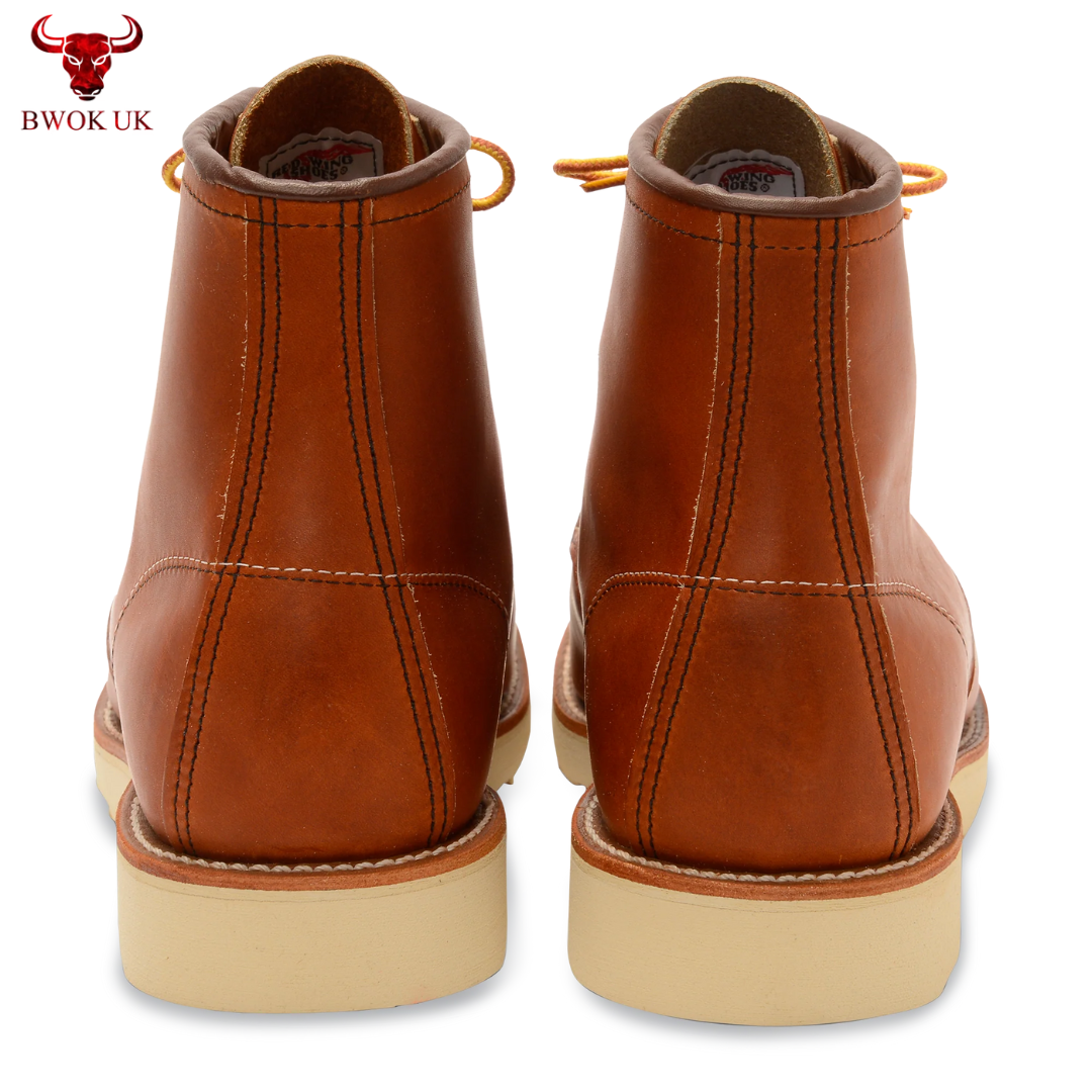 Tan Leather Moc Toe Boots