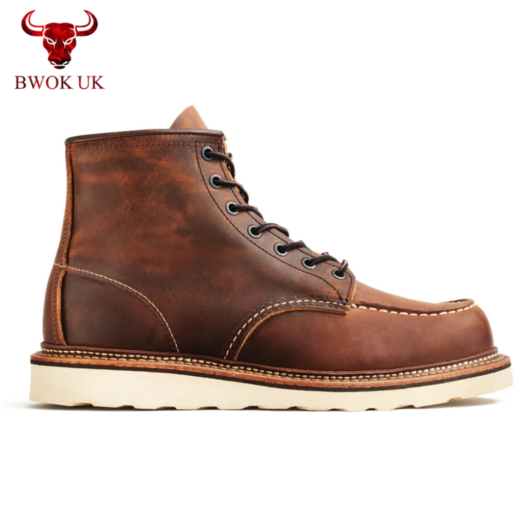 Leather Moc Toe Boots