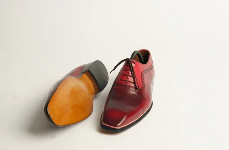 Patina Finish Maroon Lace up Dress Shoes - Bwok limited